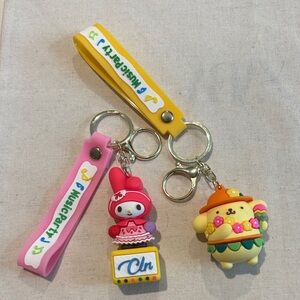 Cute Pink and Yellow Keychain Set